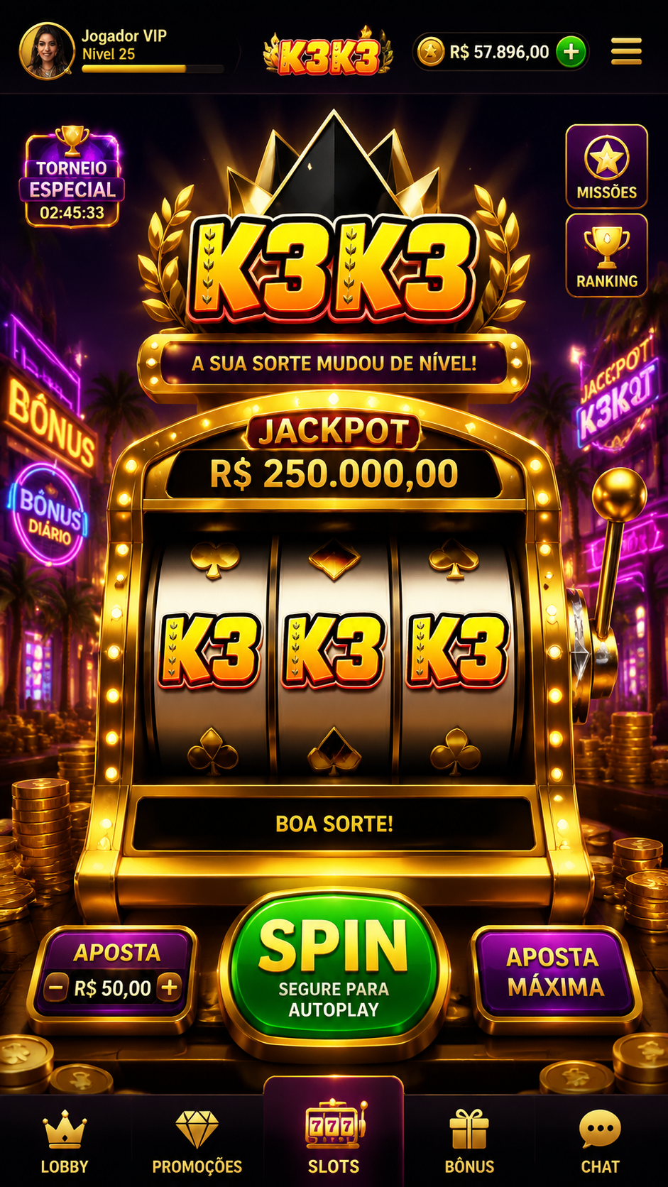 Screenshot k3k3 APK 3.2.3: Game Seru dengan Putaran Cepat dan Bonus Harian