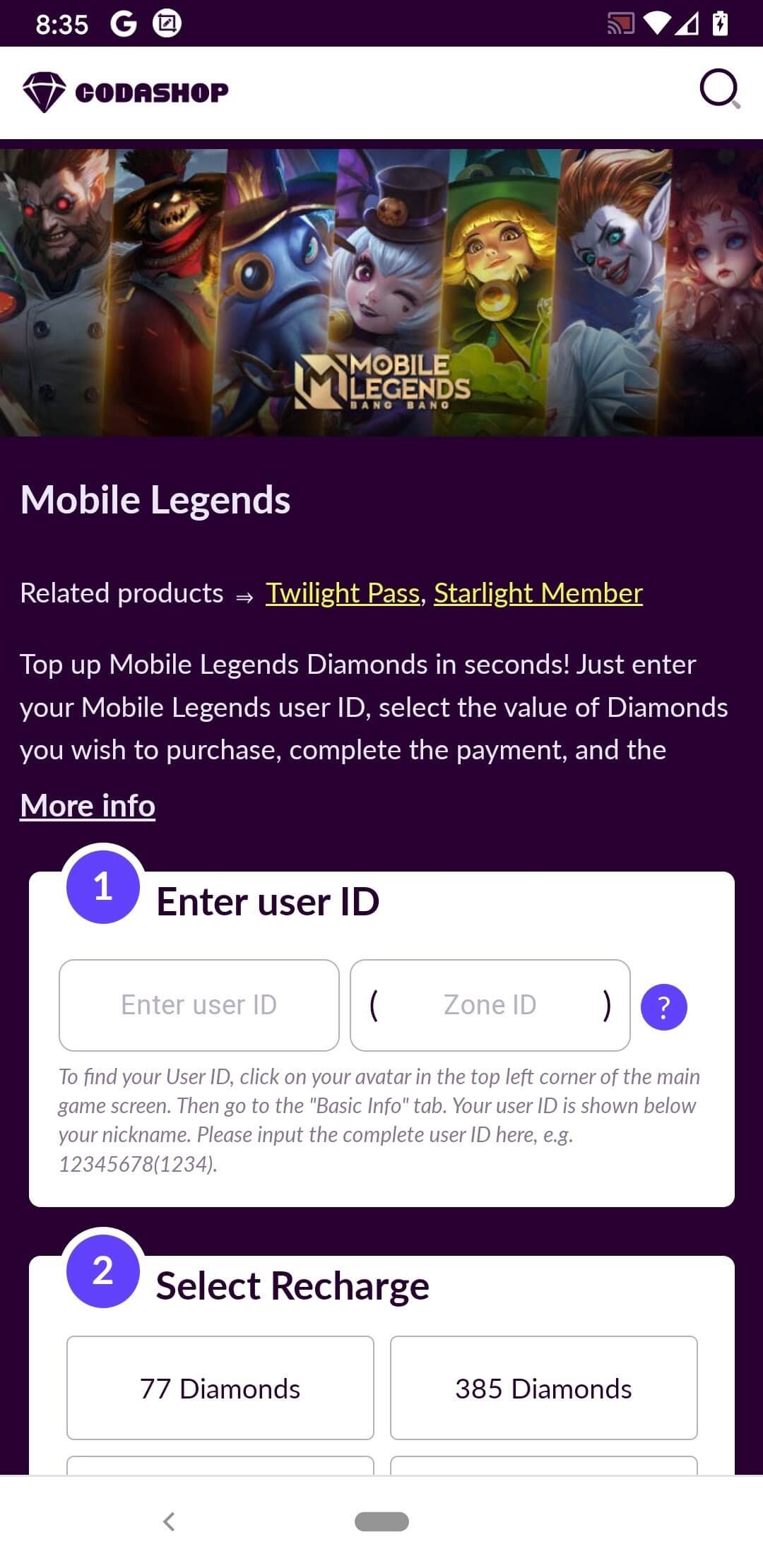 Screenshot Codashop APK v3.0 Download untuk Android