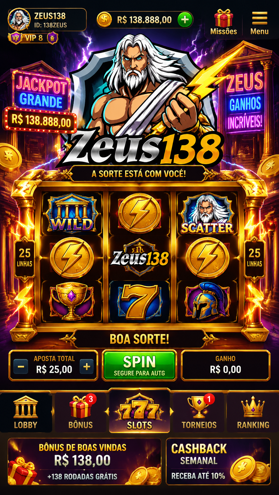 Screenshot Zeus138 APK Mod 8.1.0 - Game Slot Seru dengan Tampilan Modern