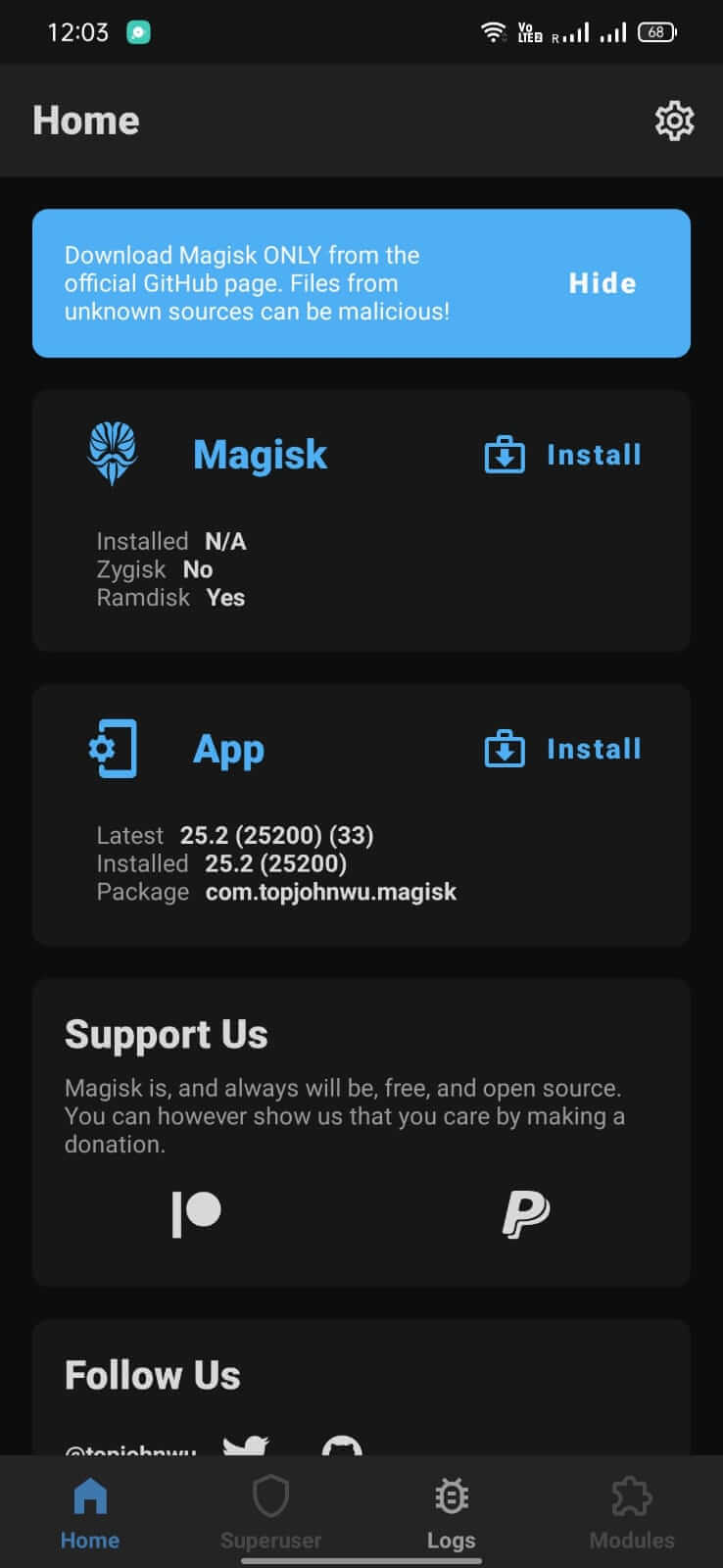 Screenshot Magisk Manager APK v30.7