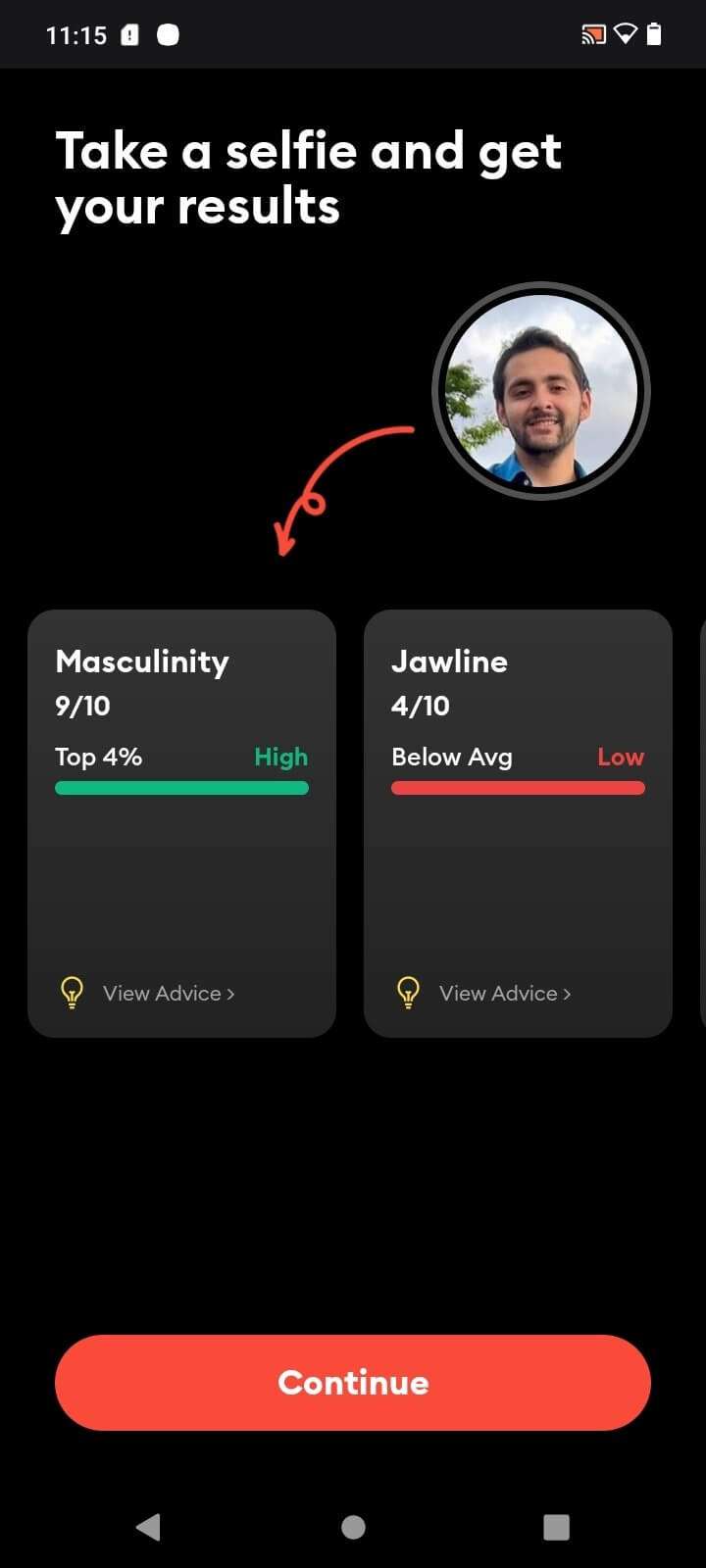 Screenshot LooksMax AI APK untuk Analisis Penampilan dan Saran Gaya