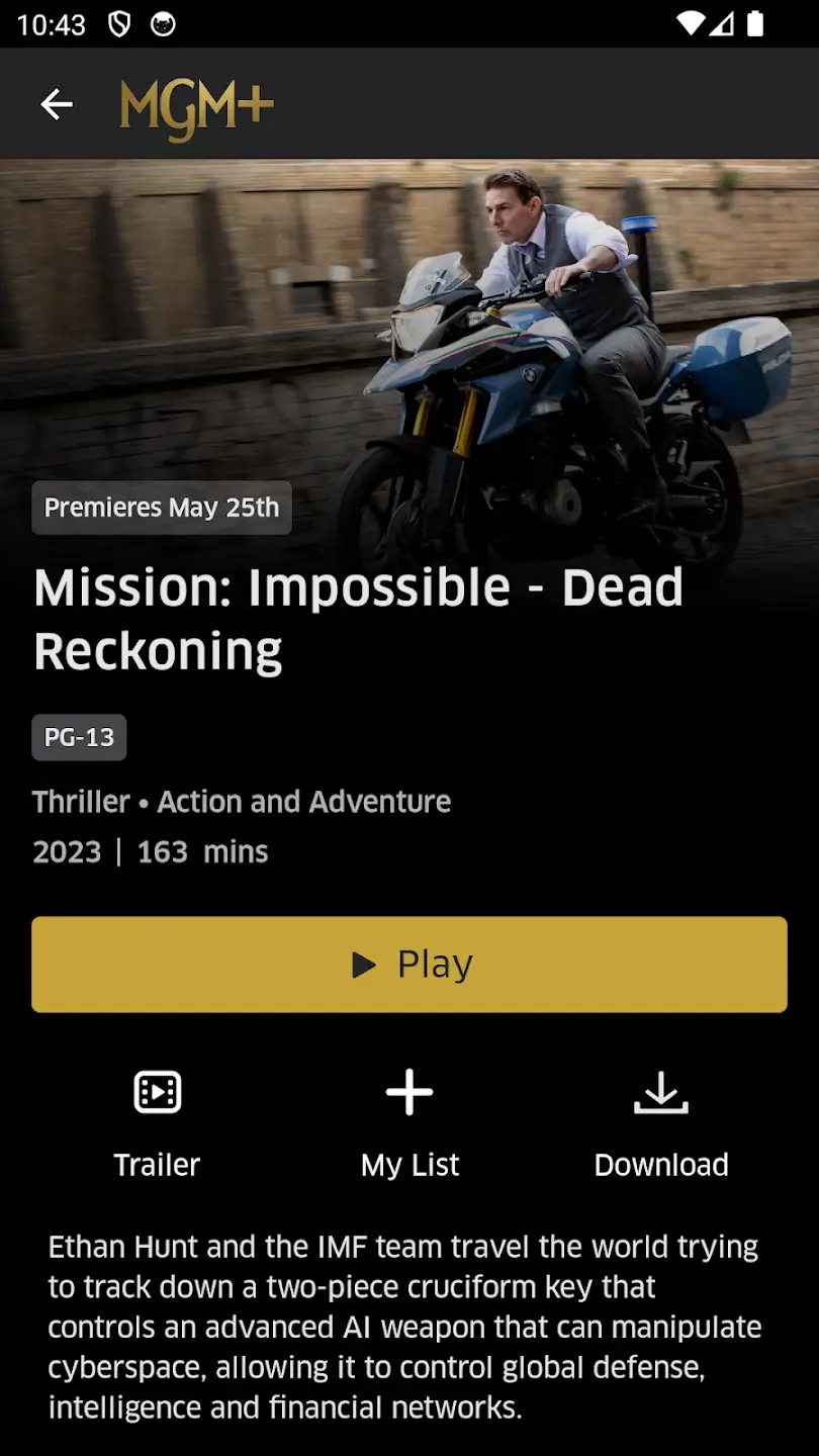 Screenshot MGM+ APK untuk Streaming Film dan Serial